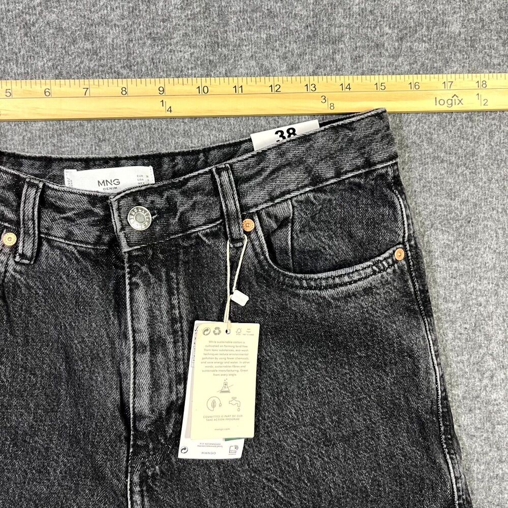 MNG Mango High Waist Tapered Fit Jeans Black Womens Size USA 6 EUR 38 (30x30) - Picture 5 of 15